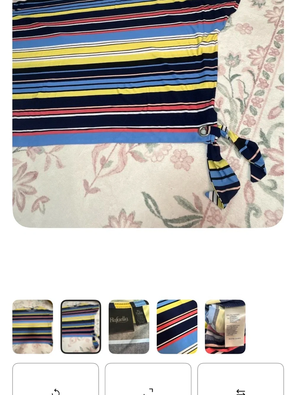 Rafaella Navy Multi-Stripe Bedding Throw with Yellow & Coral Accents